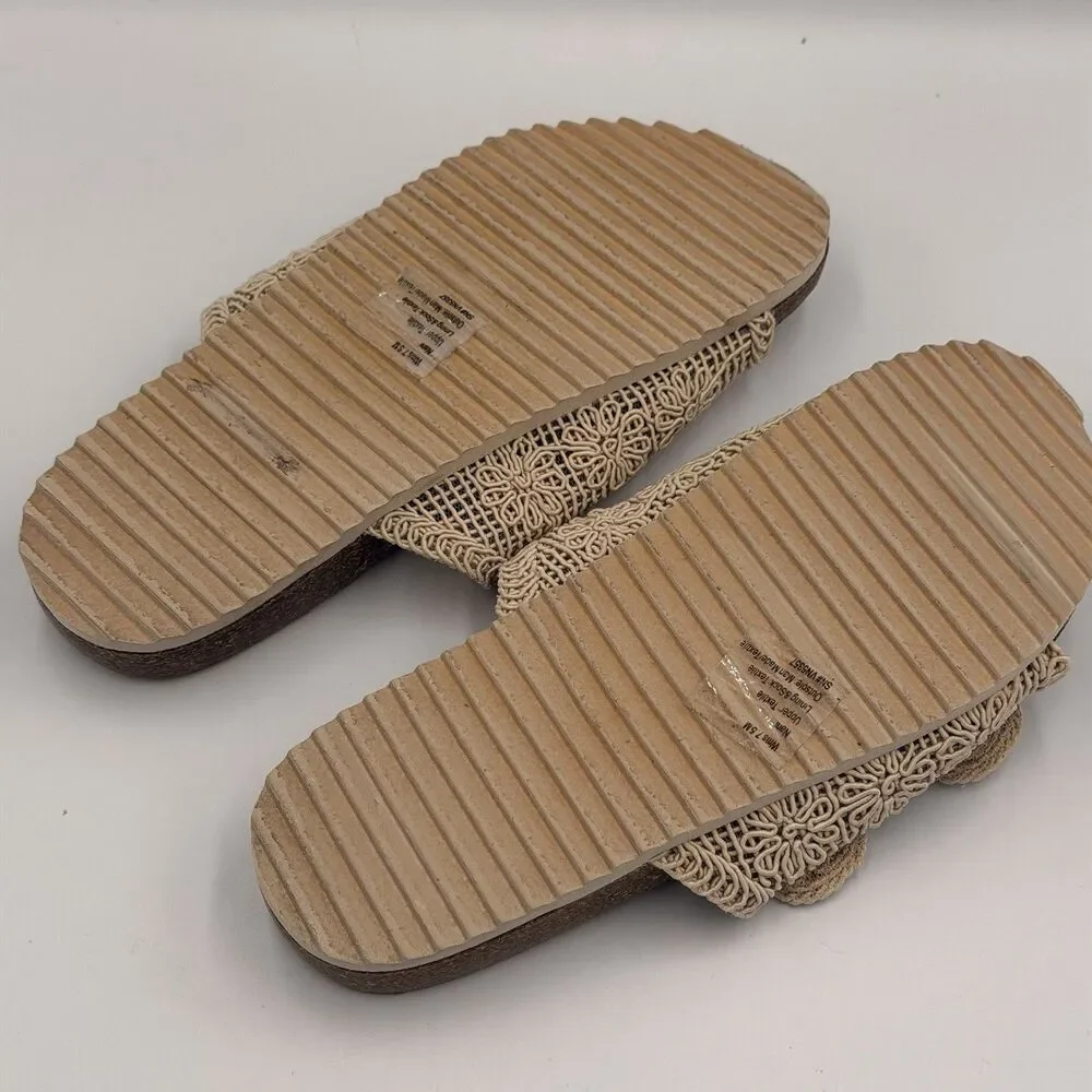 Seychelles Nani Woven Buckle Slide Sandals Women’s 7.5 Beige Boho Cork